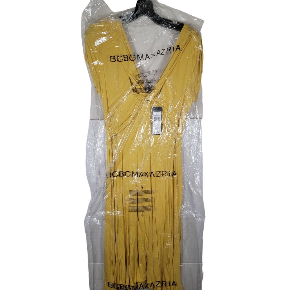 BCBG Max Azria Dress L Yellow NWT Ritz Bamboo Stretch New - Picture 9 of 11